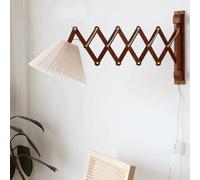 FEWDSCA Interruptor de la Lámpara de Pared de Madera Retro Ajustable Y Brazo Estilo Medio Siglo Luz de Lectura Dormitorio/Color Antiguo Medio