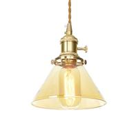 FEWDSCA Interruptor de Luminaria Colgante Lámparas de Techo Colgantes Modernas de Altura Ajustable Lámpara de Lámpara de Latón Iluminación de Vidrio Isla de Cocina/Ámbar