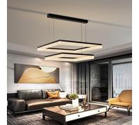 FEWDSCA la Lámpara Rectangular Llevó la Luz de la Sala de Estar Colgante Ajustable de Altura Iluminación Decorativa Lámpara Colgante de Aluminio Adecuada para Cocina Isla Restaurante/60 cm + 40 cm