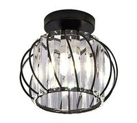 FEWDSCA Lámpara de Cristal Mini Moderno Lámpara de Techo de Cristal Lámpara de Cristal de Montaje Semi-Flush Pequeño Cristal Lámpara de Techo para la Entrada Dormitorio Baño Pasillo/Negro