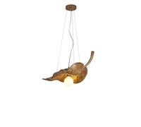 FEWDSCA Lámpara de Fibra de Vidrio de Resina de Hoja,Luz Colgante de Cabeza Única de la Base E27,Luz Colgante de Altura Ajustable de Interior/Color de Madera 42Cm