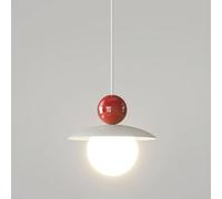 FEWDSCA Lámpara de Lado de Cama, Lámpara Colgante Blanca, Lámparasnsión de Metal con Sombra Esférica, Luces de Caída de la Lámpara Led Moderna para Niños/Rojo