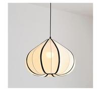 FEWDSCA Lámpara de Lámpara Luz Tela Led Luz Colgante Arte Medio Restaurante Lámpara de Lámpara Iluminación Comedor Sala de Estar Dormitorio Lámpara Colgante Accesorios/Luz Caliente/Negro D50Cm