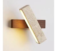 FEWDSCA Lámpara de Montaje de Pared de Piedra Cuadrada de Luz Cálida 3000K Wabi Sabi Travertino Wall Sconce Iluminación de la Decoración de la Pared de la Pared Del Dormitorio/Marrón