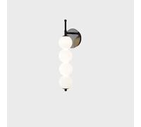 FEWDSCA Lámpara de Pared de Bola de Vidrio de Leche Moderna, Lámparas de Cama de Interior Lámparas de Metalro con Bombilla de Tira Larga Dere, Led Foyer Comedor Luminaria de Pared Decorativa/Negro/4Lu