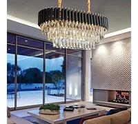 FEWDSCA Lightimodern Oval Crystal Blackd Crystal Ceililight Adjustable Height Raindrop Fmount Hangingp Fixtures Ceililight for Diniroom Liviroom
