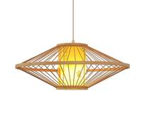 FEWDSCA Luces de Techo Bambue Techo Colgante Luz Sombra Chino Linterna Patrón Cubierta de Madera Lámpara Sala de Estar Dormitorio, Café Estilo Natural/40 cm