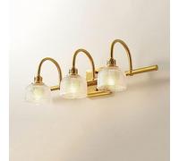 FEWDSCA Luz Baño Sconce Iluminación, Lámpara Frontal de Espejo de Maquillaje Moderno con Sombra de Vidrio, Lámparas de Pared de Vanidad de Baño E14,/Oro/3