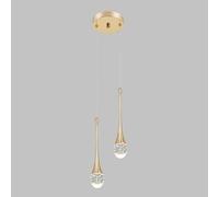 FEWDSCA Luz Colgante Interior Llevó Oro Moderno Colgante Lámparas de Cristal Altura Ajustable Cocina Isla Comedor Dormitorio/una/2 Cabezas
