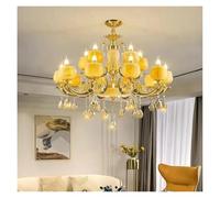 FEWDSCA Luz de Lámpara Europa Sala de Estar Luz de Lámpara Casa Atmósfera Lámparas de Jade Aleación Retro Comedor Luz de Lámpara/Luz Caliente/15 Luces