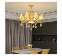 FEWDSCA Luz de Lámpara Europa Sala de Estar Luz de Lámpara Casa Atmósfera Lámparas de Jade Aleación Retro Comedor Luz de Lámpara/Variable/8 Luces