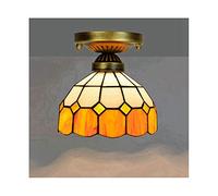 FEWDSCA Luz de Techo 8 Pulgadas Vidrio Sombra de Lámpara Semi-Fmontaje Retro Luminaria E27 Base para Cocina Isla Pasillo Escalera Dormitorio Vestuario/Yo