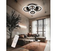FEWDSCA Luz de Techo Led Moderna Lámpara de Techo Rede Lámpara de Techo Encajada Regulable 42W Iluminación de Techo Interiorigente Sala de Estar Dormitorio Comedor/4 Anillos