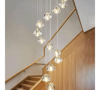 FEWDSCA Luz de Techo Vidrio Edificio Dúplex Lámpara de Escalera de Lujo Apartamento Escalera Giratoria Llevó Meteoro Ducha Lámpara Sala de Estar/Luz Blanca/18 Lámparas