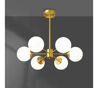 FEWDSCA Luz Interior Moderno Cepillado Latón Ceililight Leche Vidrio Hangibedroom para Diniroom Liviroom Cocina Isla/6 Luces