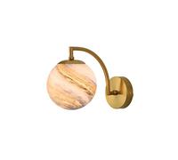 FEWDSCA Mid Century Modern Wall Sconce Glass Moon Planet Lightifixture, Black Hardwired Bedroom Light Kidsp para el Lado de la Cama/Oro/Planeta Naranja
