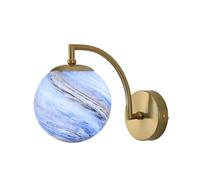 FEWDSCA Mid Century Modern Wall Sconce Glass Moon Planet Lightifixture, Black Hardwired Bedroom Light Kidsp para el Lado de la Cama/Oro/Planeta Azul