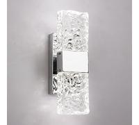 FEWDSCA Vidrio de Llevó la Luz de la Pared Moderno Cromo Baño Sconce Vanidad Espejo Luz, Interior Dormitorio Montado en la Pared Lámpara Lado de Cama, Pasillos/Chrome