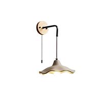 FEWDSCA Wall Sconce Lámpara Nórdica Wabi-Sabi con Base de Madera, Crema Beige Colgante Luz E26 Junto a la Cama Lectura Accesorio de Iluminación de Acento para Dormitorio Sala de Estar Pasillo Casa/a/c