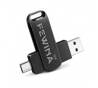 FEWINA Unidad flash USB C de 32 GB, unidad de pulgar dual USB 3.0 OTG | Memoria 2 en 1 de metal con USB 3.0 + tipo C giratorio de 360° para Android/Smartphone/Tablet/PC/Laptop (negro)