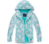 Fewlby Chaqueta Impermeable con Capucha para Niña, Cortavientos con Forro Polar Ligera Abrigo Prueba de Viento Chubasquero Primavera Otoño Abrigos Deportivos, 5-6 Años