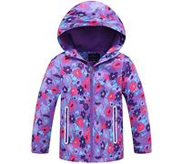 Fewlby Chaqueta Impermeable con Capucha para Niña, Cortavientos con Forro Polar Ligera Abrigo Prueba de Viento Chubasquero Primavera Otoño Abrigos Deportivos, 4-5 Años