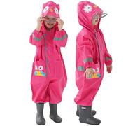 Fewlby Chubasquero Impermeable, Niños Niñas Poncho de Lluvia Ligero Abrigos de Lluvia Chaqueta Impermeable Mono Impermeable con Capucha Traje de Lluvia M 2-5 Años