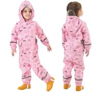 Fewlby Chubasquero Niñas Traje Impermeable, Chaqueta de Lluvia Poncho con Capucha Niños Traje de Lluvia Abrigos Impermeables Reutilizable Mono Impermeable, 1-3 Años