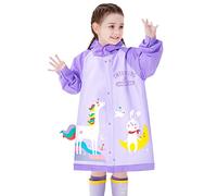 Fewlby Chubasqueros para Niños Niñas Poncho de Lluvia Ligero Abrigos Impermeables Infantiles Chaqueta Impermeable con Capucha Reutilizable Traje de Lluvia 5-6 Años
