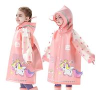 Fewlby Chubasqueros para Niños Poncho de Lluvia Niñas Chaqueta Impermeable Infantiles Ligero Abrigos Impermeables con Capucha Reutilizable Traje de Lluvia 3-4 Años