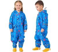 Fewlby Impermeable Niños Traje de Lluvia, Chubasquero Chaqueta de Lluvia Poncho con Capucha Niñas Abrigos Impermeables Reutilizable Mono Impermeable, 7-9 Años