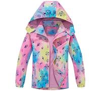 Fewlby Niña Chaqueta Impermeable con Capucha - Cortavientos Ligera con Forro Polar Abrigo Prueba de Viento Chubasquero Primavera Otoño Abrigos Deportivos 9-10 Años