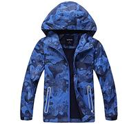 Fewlby Niño Chaqueta Impermeable con Capucha, Cortavientos Ligera con Forro Polar Abrigo Prueba de Viento Chubasquero Primavera Otoño Abrigos Deportivos 3-4 Años