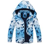 Fewlby Niño Chaqueta Impermeable con Capucha, Cortavientos Ligera con Forro Polar Abrigo Prueba de Viento Chubasquero Primavera Otoño Abrigos Deportivos 5-6 Años