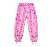 Fewlby Pantalones Impermeables para Niñas Niños Pantalones de Lluvia Mono Impermeable con Tiras Reflectantes Chubasquero Outdoor Traje Impermeable, 10-11 Años