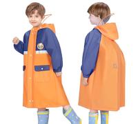 Fewlby Poncho de Lluvia Chubasquero Niños Niñas Chaqueta Impermeable Infantiles Abrigos Impermeables con Capucha Capa de Chuva Reutilizable Traje de Lluvia, 9-10 Años