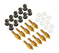FewNvWa 10 Piezas Tornillo Parabrisas Motocicleta Kit Tuerca Goma Cubierta Plástico Aleación Resistente Adecuado para Deportes Carretera Turismo, Oro