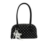FewNvWa Bolso de Mano para Mujer, Bolso Tote, Bolso de Hombro Informal, Bolso de PU con Colgante Decorativo, Ligero, Ideal para Ir Al Trabajo O para Ir de Com, Negro
