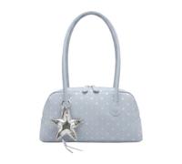 FewNvWa Bolso de Mano para Mujer, Bolso Tote, Bolso de Hombro Informal, Bolso de PU con Colgante Decorativo, Ligero, Ideal para Ir Al Trabajo O para Ir de Com, Azul