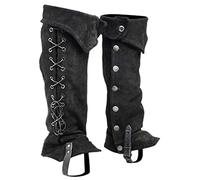 FewNvWa Botas Protectores Superiores Cubrebotas Pirata Cosplay Medievales Pierna Steampunk Antideslizante Banda Elástica Material Piel Sintética, Negro