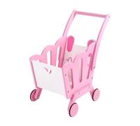 FewNvWa Carro de Compras Infantil Carrito de Juguete de Madera para Niños Accesorio de Juego Educativo Juguete de rol Multifuncional Adecuado para Almacenamie, Rosa