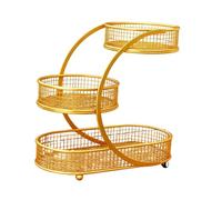 FewNvWa de Varios Niveles, Bandeja Decorativa de Hierro de 3 Niveles, Cesta de Encimera, Oro, tal como se describe