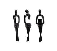 FewNvWa Estatua de Piezas del Sentado, Escultura de Arte Abstracto, Figura Modernista, Decorativo, Resina, Acabado Liso, Negro, Individual