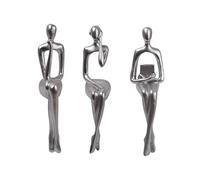 FewNvWa Estatua de Piezas del Sentado, Escultura de Arte Abstracto, Figura Modernista, Decorativo, Resina, Acabado Liso, Plata, Individual