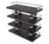 FewNvWa Estuche de Exhibición para Coches a Escala 1/64 con Escenario Simulado Cuatro Niveles Soporte Acrílico para Vehículos Miniatura Estilo Garaje de Mader, Negro 4 Niveles.