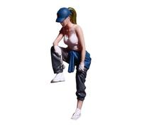 FewNvWa Figura en Miniatura de Resina, Pintada a Mano, Escultura de Una Niña, Figura en Miniatura Realista para Coleccionistas, Fotografía, de Pie sobre La Pierna