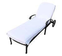 FewNvWa Funda para Tumbona Playa con Bolsillo Práctico Algodón Absorbente Banda Extra Ancha Fácil Cuidado Adecuada para Piscina Playa Jardín Balcón, Blanco