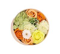FewNvWa Jabón Floral Bouquet de Flores Artificiales Rosas con Incluye Caja para Regalo Ornamento para Baño Regalo para Fechas ESP, Naranja, Individual