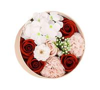 FewNvWa Jabón Floral Bouquet de Flores Artificiales Rosas con Incluye Caja para Regalo Ornamento para Baño Regalo para Fechas ESP, Rojo, Individual