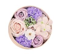 FewNvWa Jabón Floral Bouquet de Flores Artificiales Rosas con Incluye Caja para Regalo Ornamento para Baño Regalo para Fechas ESP, Violeta, Individual